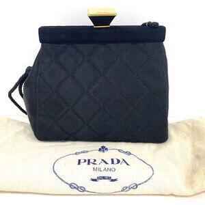 PRADA black quilted Milano handbag distinctive goldtone top clasp